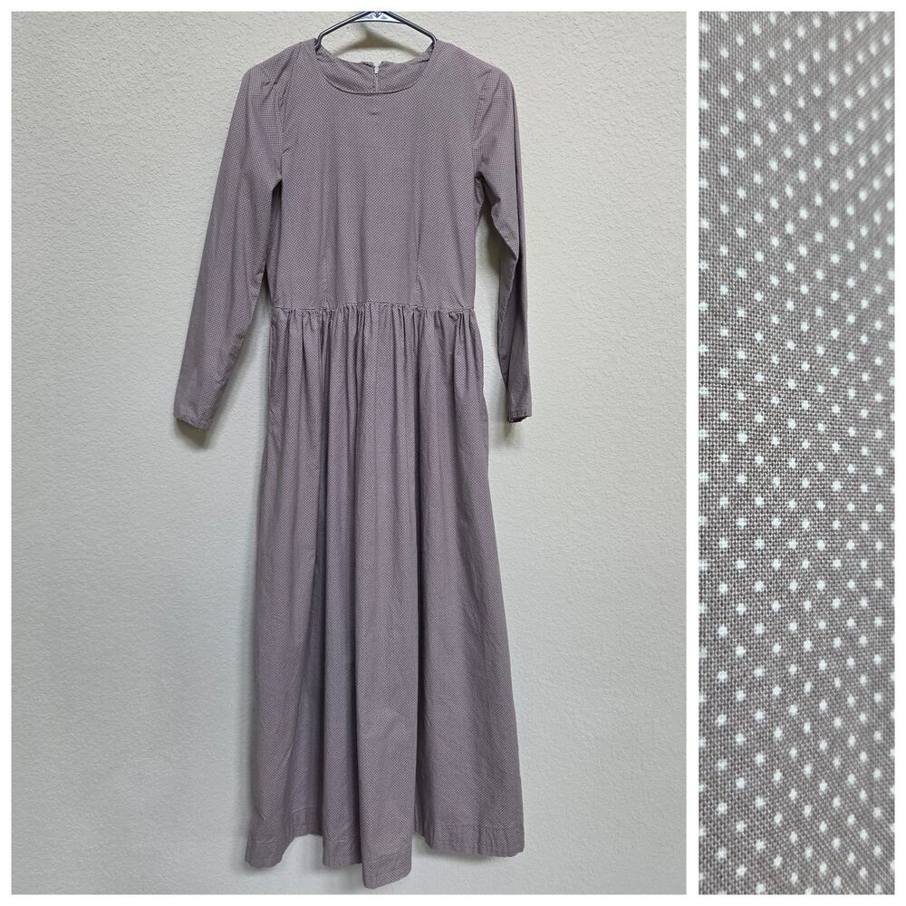 Handmade Maxi Long Dress Womens XS Cottagecore Prairie Modest Polka dot Pioneer